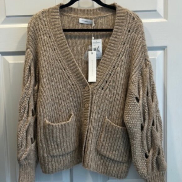 Jonathan Simkhai Cozy Beige Knit Cardigan Sweater - Picture 1 of 7